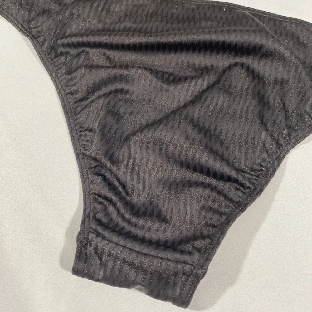 NEW Onia‎ [ Large ] Ashley Metallic Zigzag Bikini Bottom in Black